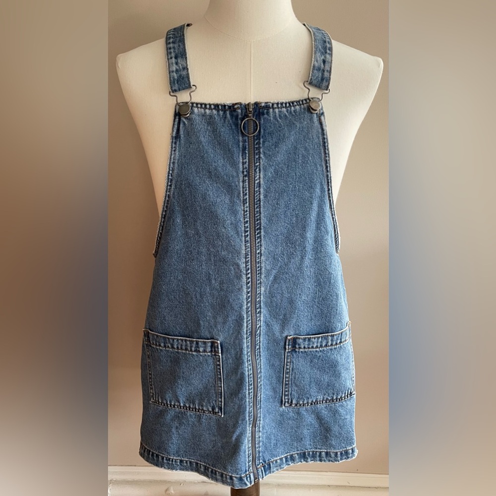 Blue Denim Overalls Mini Skirt